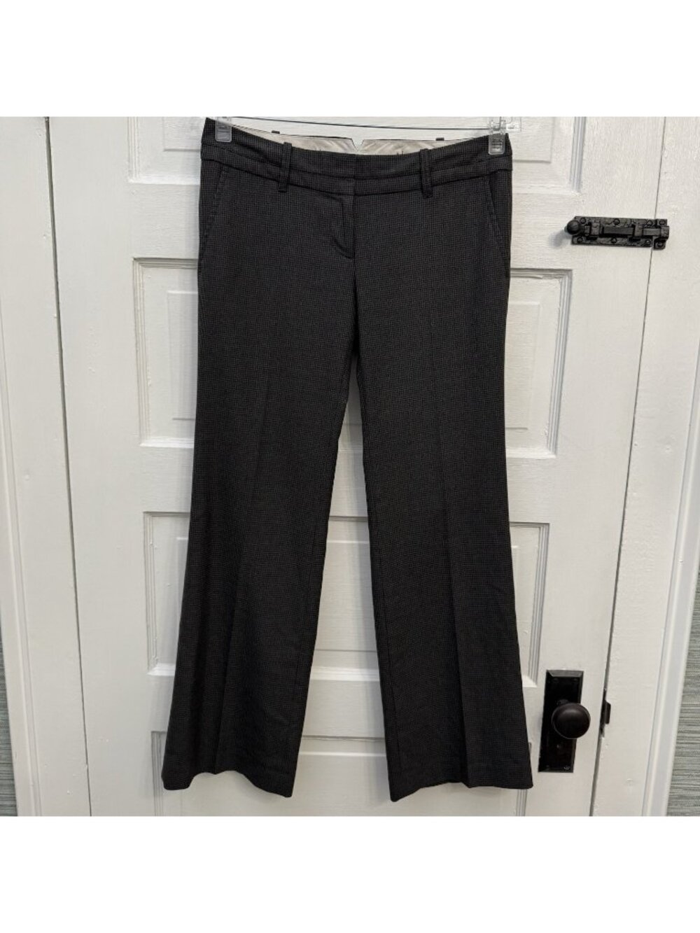 Ann Taylor LOFT Marisa Pants Women 0P Gray Houndstooth Petite Bootcut